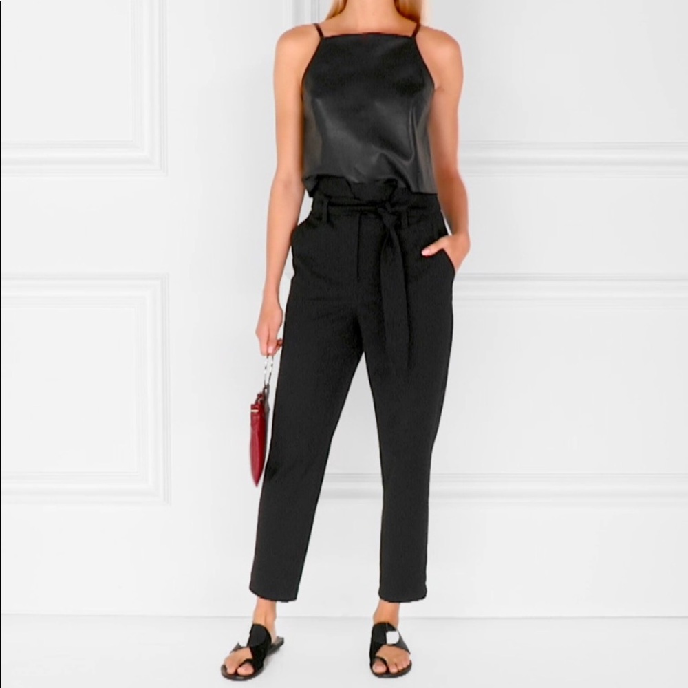 Ivy & Leo Black Leather Slit Back Halter Top Small